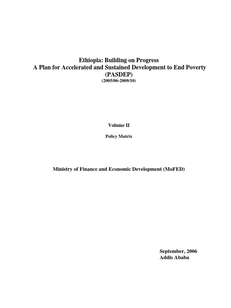 PASDEP Policy Matrix Overview | PDF | Millennium Development Goals ...