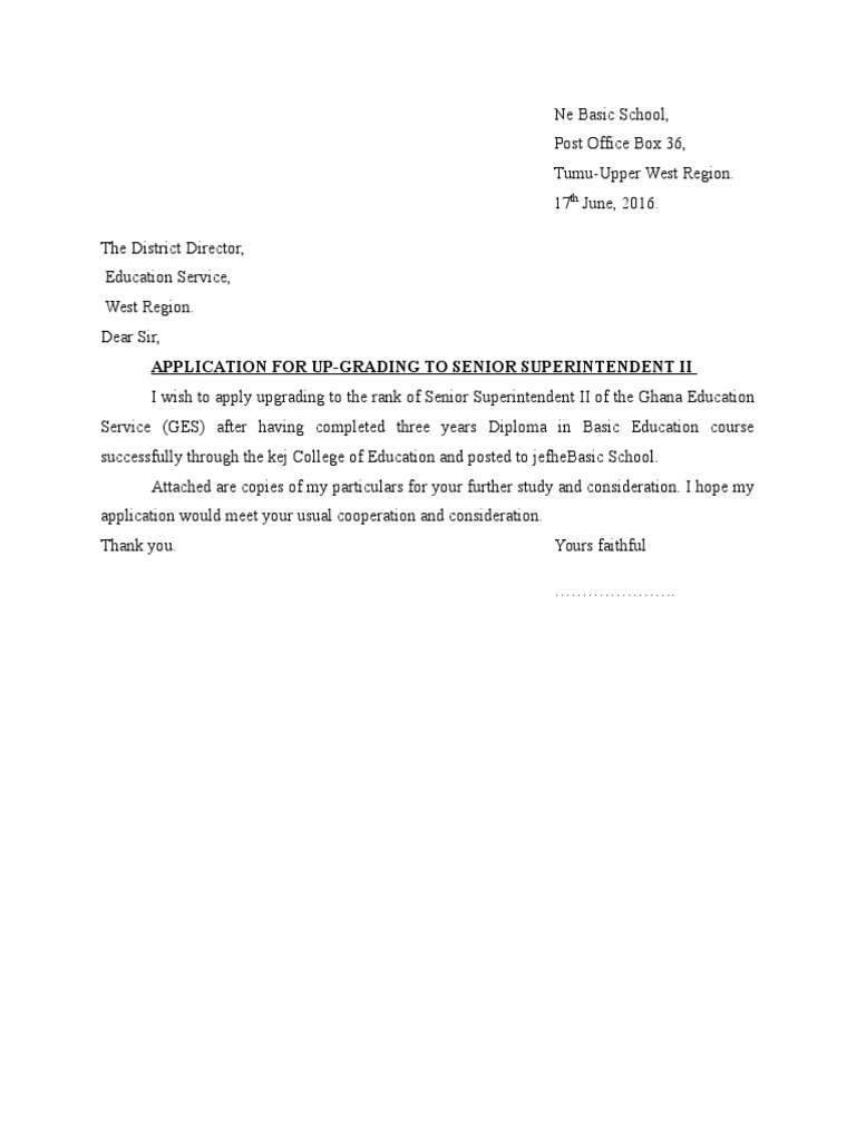 Application For Up-Grading To Senior Superintendent Ii | PDF