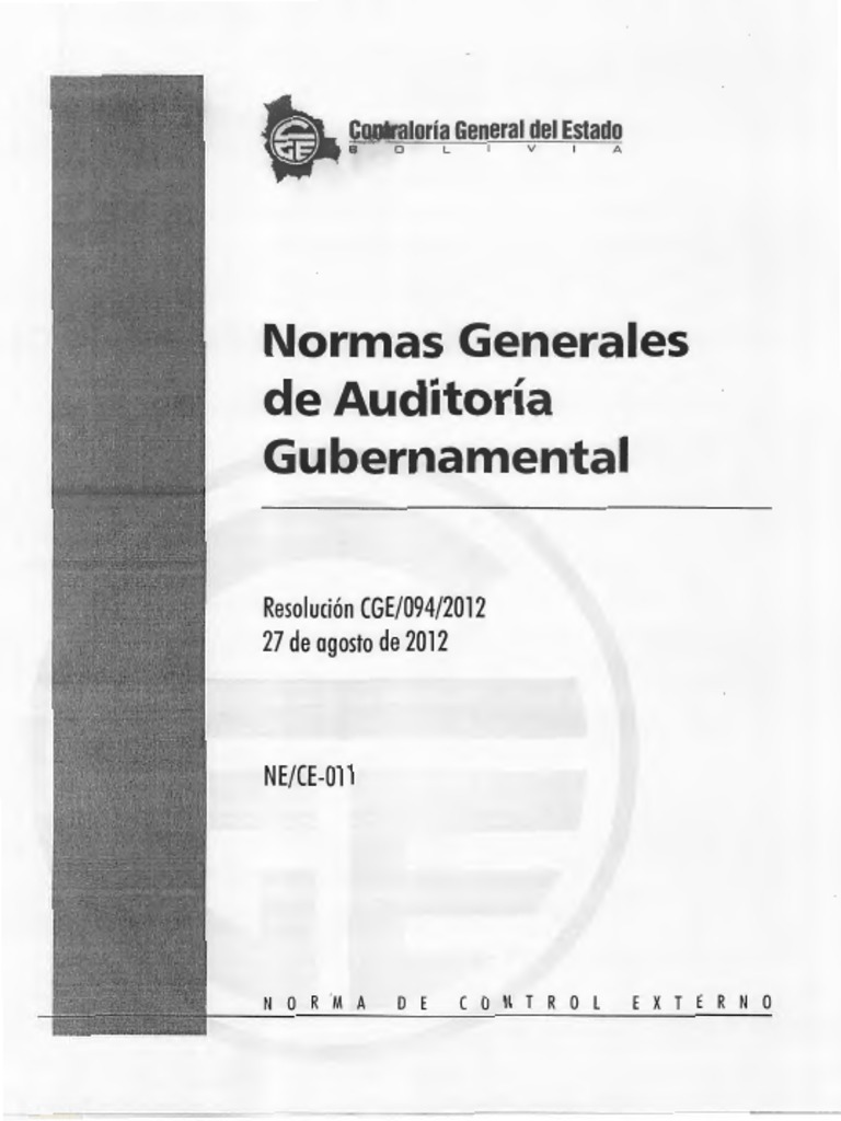 Normas Generales de Auditoría Gubernamental | PDF | Auditoría ...