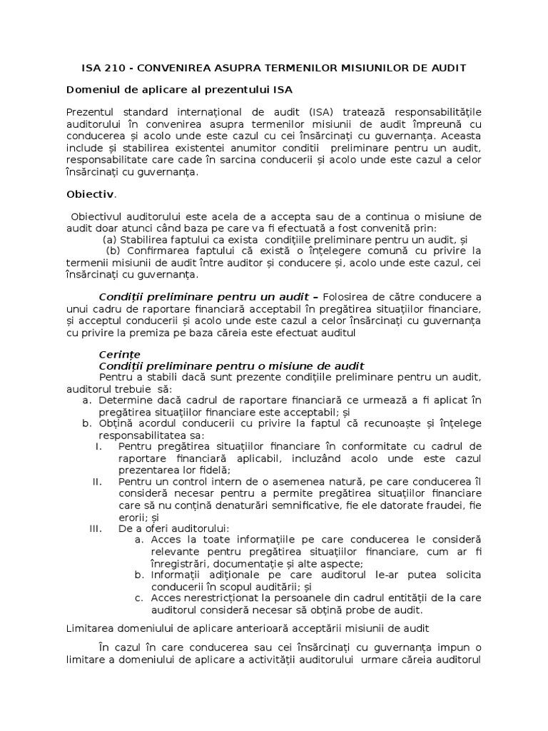 Isa 210 - Convenirea Asupra Termenilor | PDF