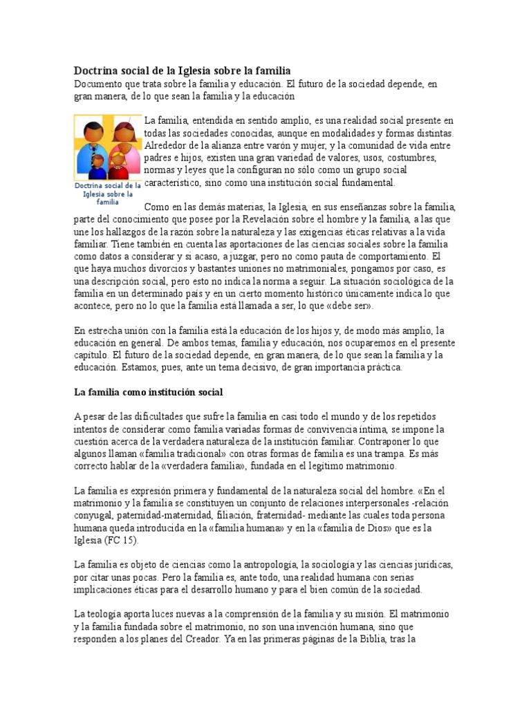 Doctrina de la Iglesia sobre la familia | PDF | Matrimonio | Familia
