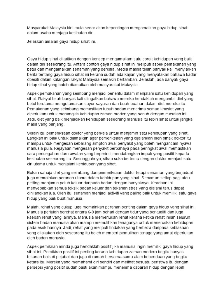 Amalan Gaya Hidup Sihat Pdf