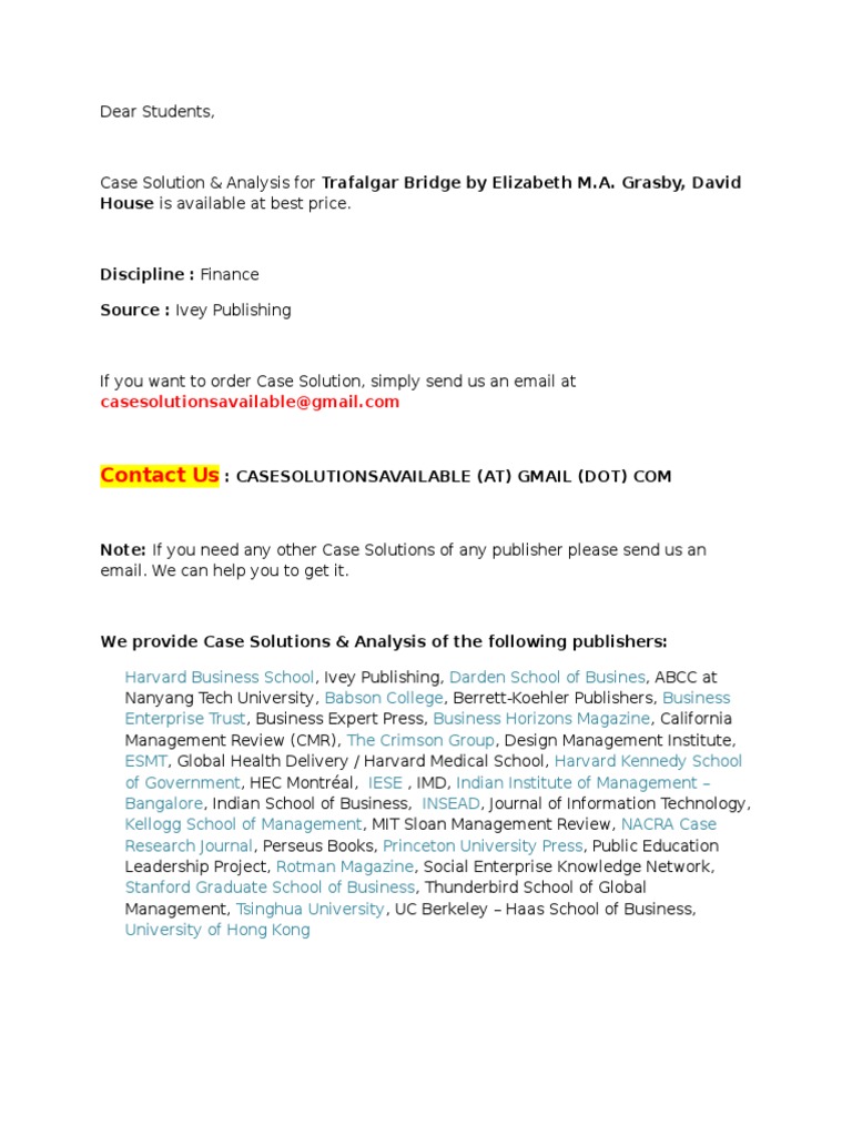 Finance Case Solutions for Students | PDF | Schools | Business (General)
