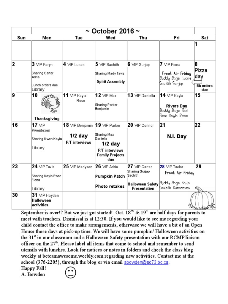 October Calendar | PDF