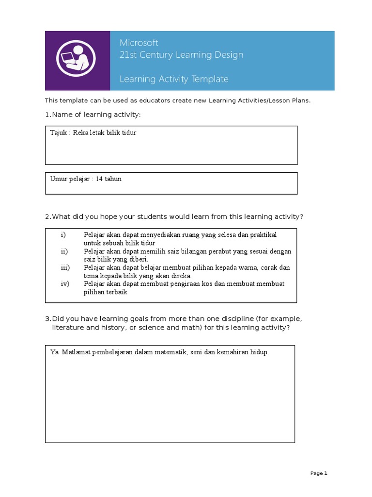 21CLD Learning Activity Template PDF