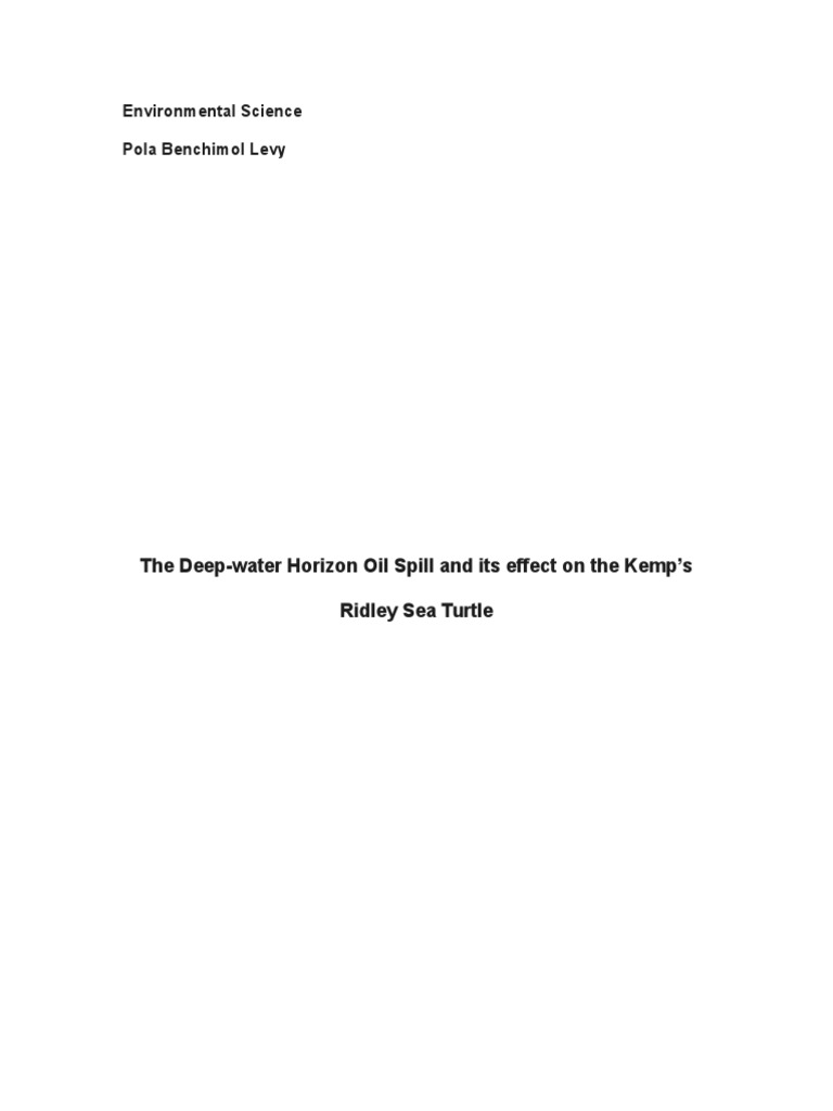 Deepwater Horizon Oil Spill Research Paper