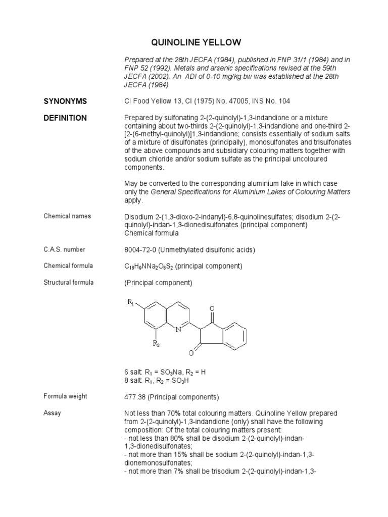 Quinoline Yellow | High Performance Liquid Chromatography | Analytical ...