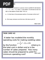 Task Cards - Quadratics