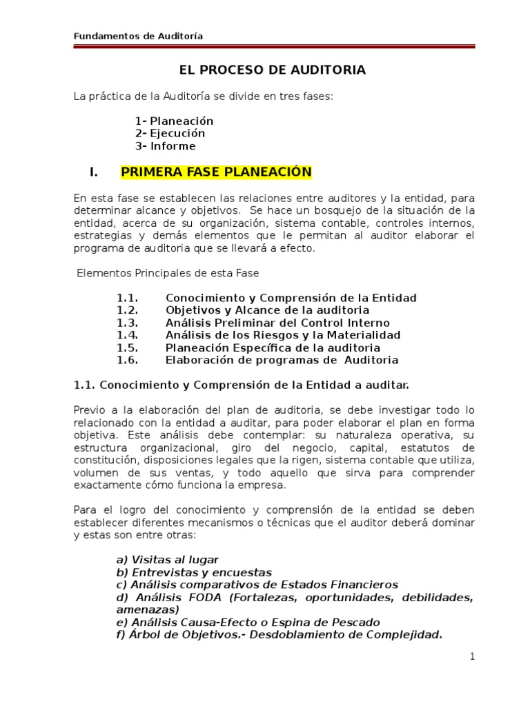 Fases Auditoria | PDF | Auditoría financiera | Contabilidad