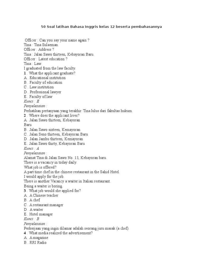 ☑ 11 latihan soal un b inggris berserta kunci jawabannya background