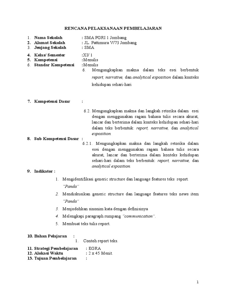 Rpp Report Text Writing Fix Ekosistem Panda Raksasa