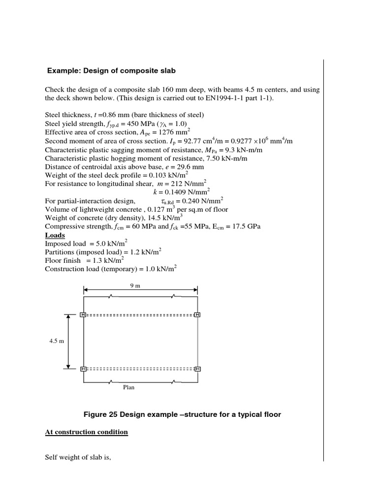 Composite Slab Design Example | PDF | Beam (Structure) | Concrete