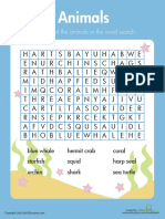 Ocean Animals Word Search Third