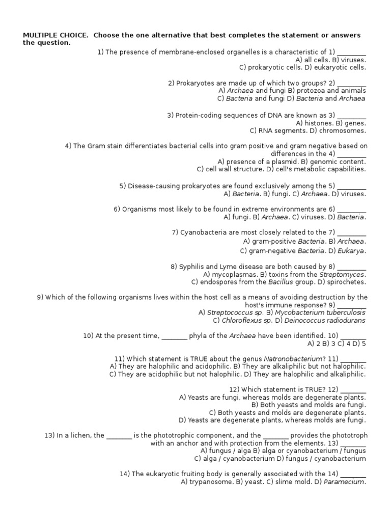 Microbiology Multiple Choice Questions A Comprehensive Review of Key