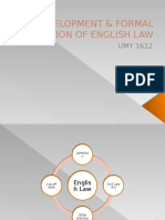 Development & Formal Reception of English Law