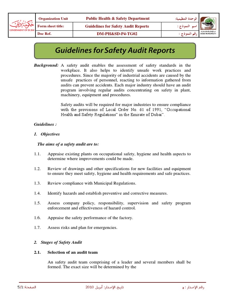 Safety Audit Guidelines for Dubai Industries | PDF | Occupational ...