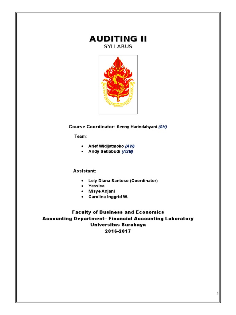 Auditing II Course Syllabus 2016-2017 | PDF | Audit | Further Education