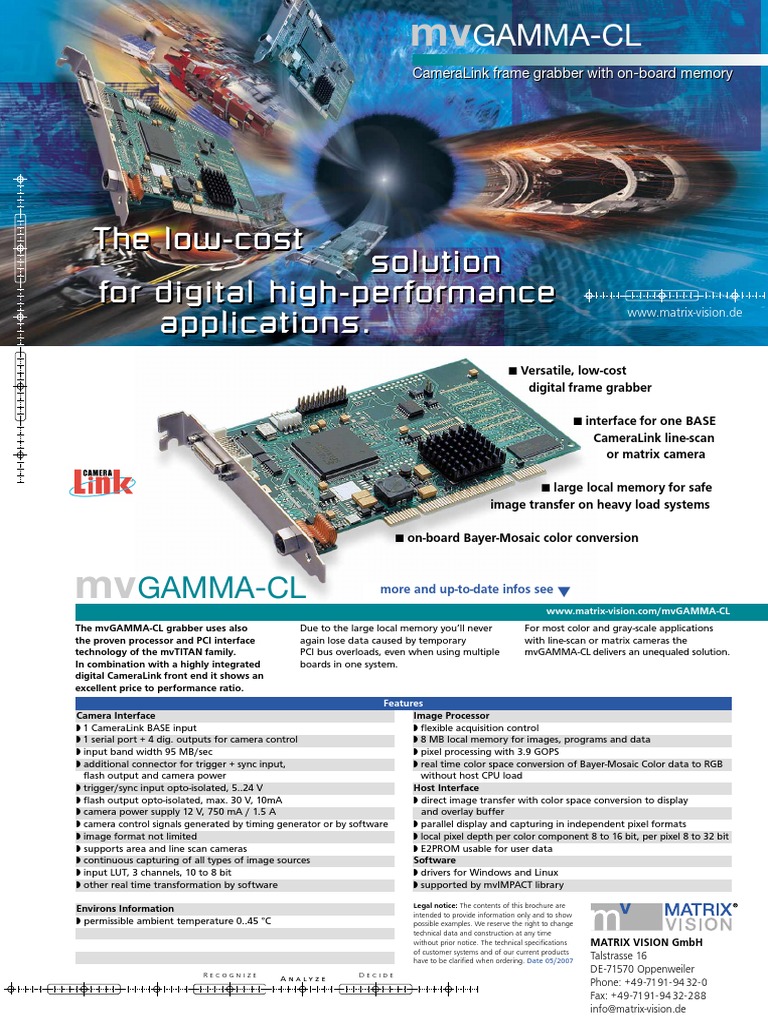 Low-Cost CameraLink Frame Grabber with On-Board Memory | PDF | Input ...