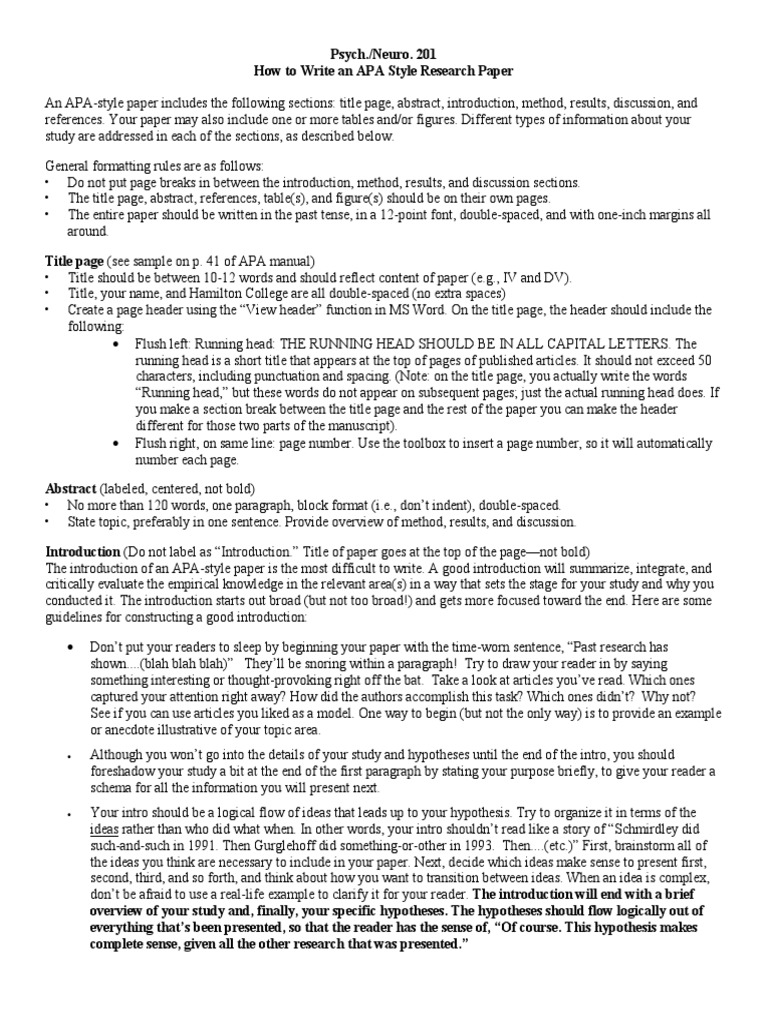 Writing An APA Style Research Paper PDFF  P Value  Citation