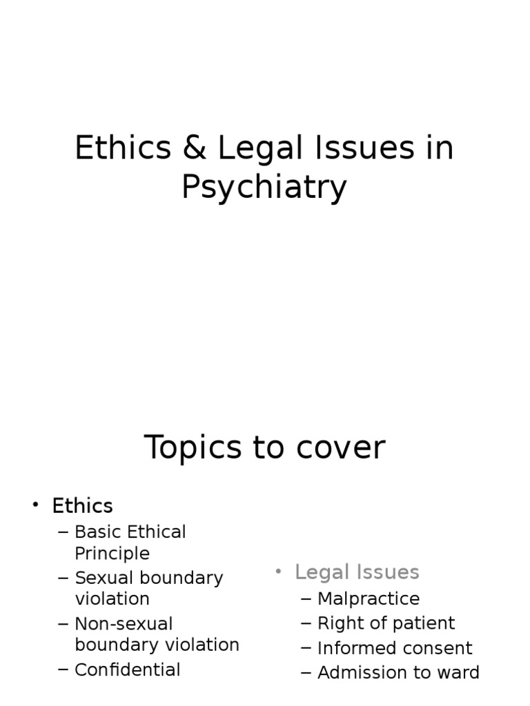Ethics Legal Issues in Psychiatry Group 7 Medical Ethics Psychiatry