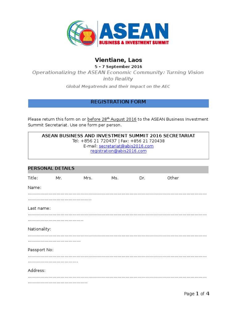 ABIS 2016 Registration Form Web | PDF
