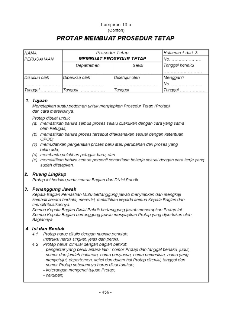 Protap Pembuatan Prosedur Tetap | PDF