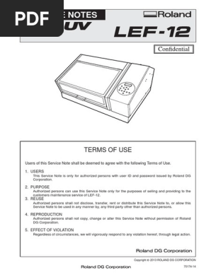 Roland LEF-12 Service Manual | PDF | Printer (Computing