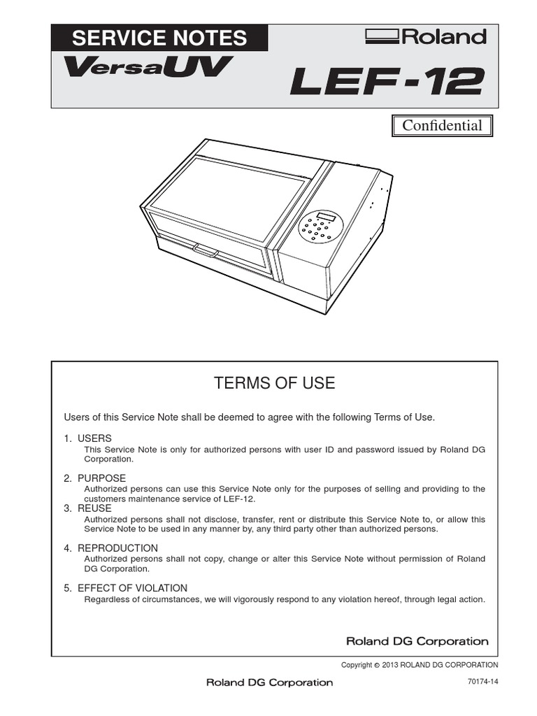 Roland LEF-12 Service Manual | PDF | Printer (Computing) | Manufactured  Goods