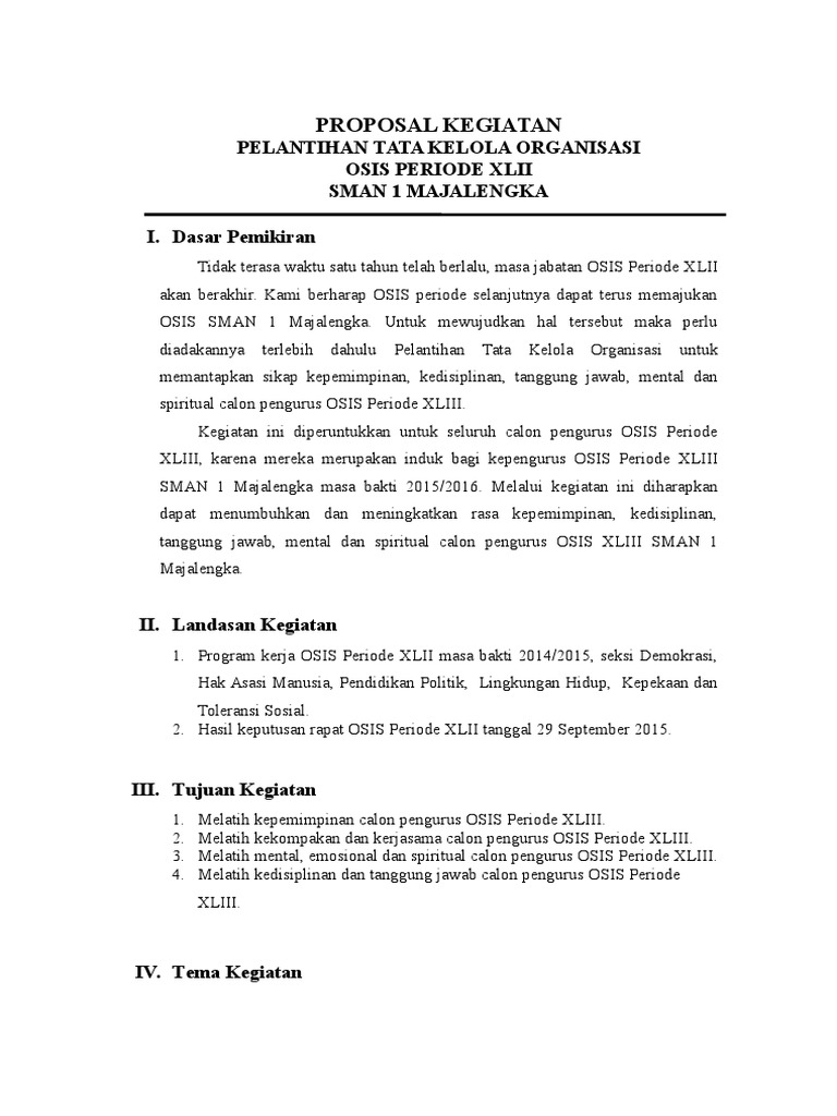 Proposal Kegiatan Pelantikan Osis PDF