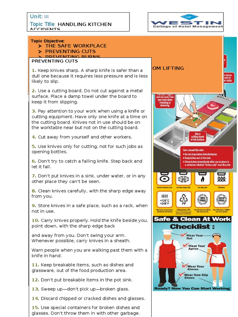 Topic 9 Handling Kitchen Accidents Pdf Knife Wound