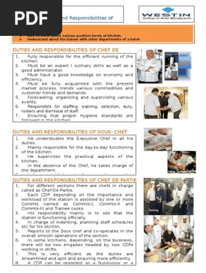 Topic 12( Duties and Responsibilities of Kitchen Staff )