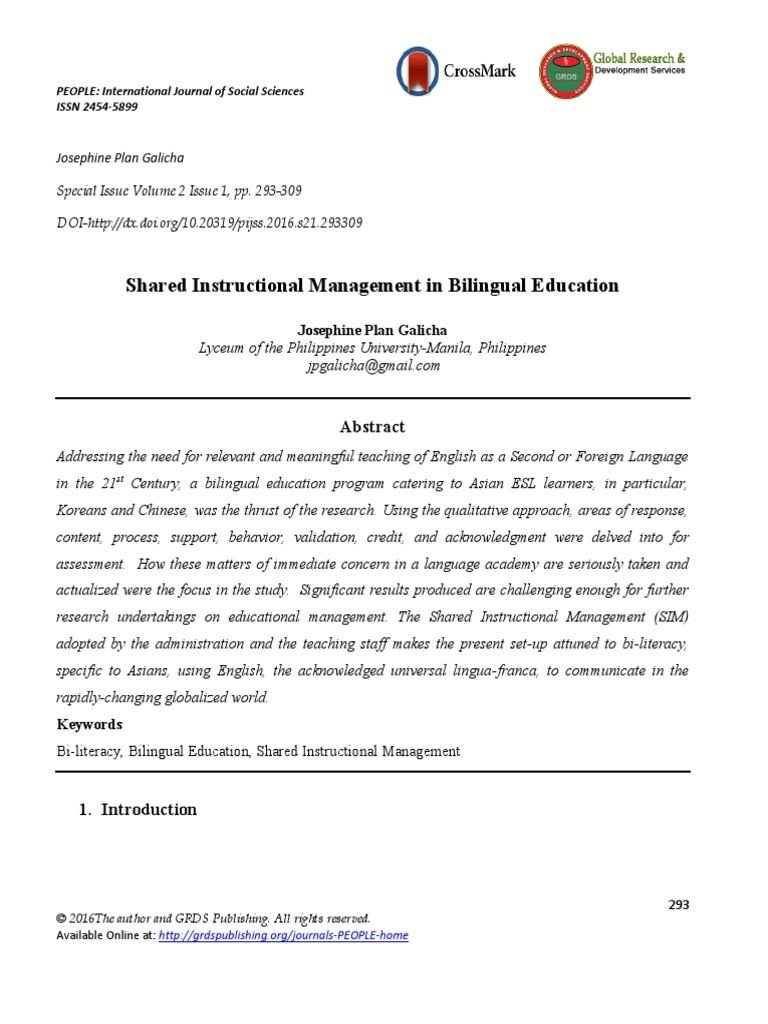 Shared Instructional Management in Bilingual Education | PDF ...