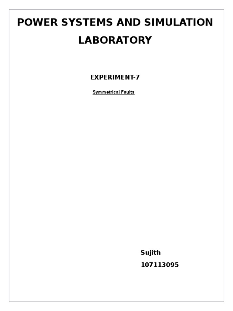 Power Systems and Simulation Laboratory: Experiment-7 | PDF | Science ...