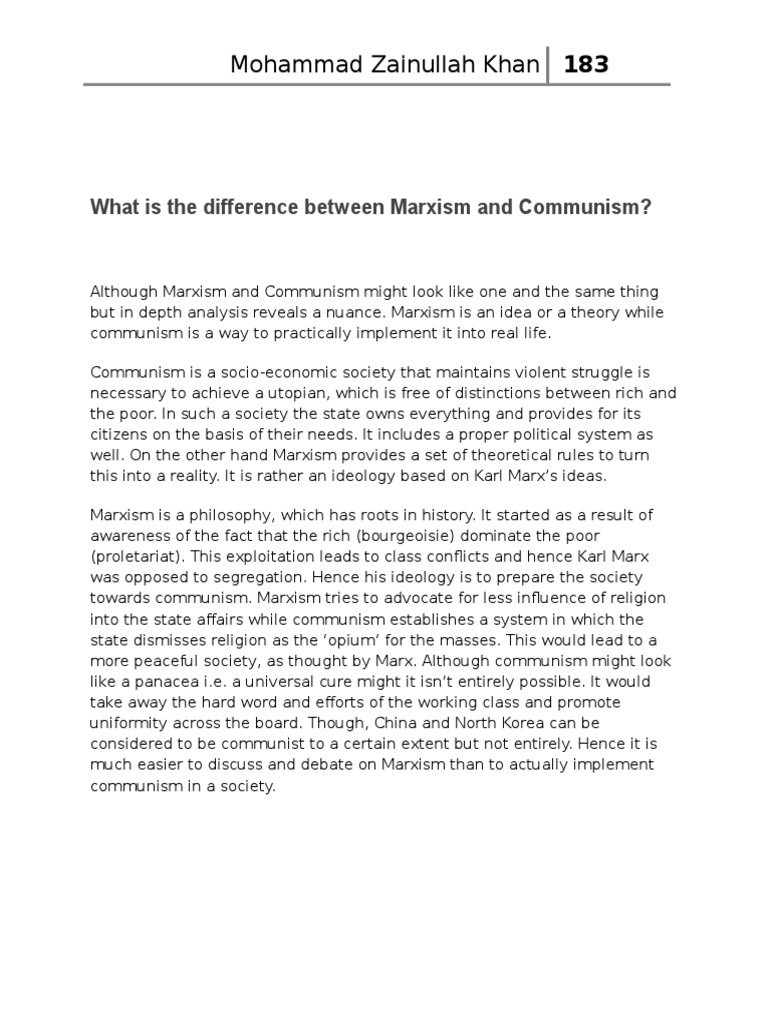 Marxism vs. Communism Explained | PDF