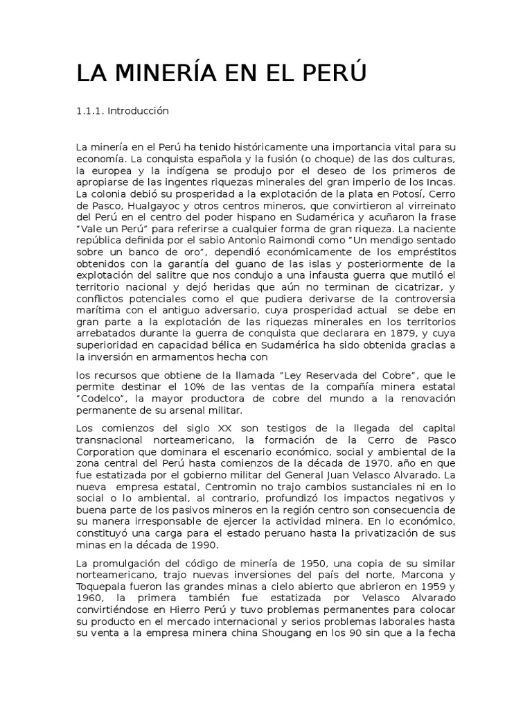 Mineria en El Peru | PDF | Minería | Perú