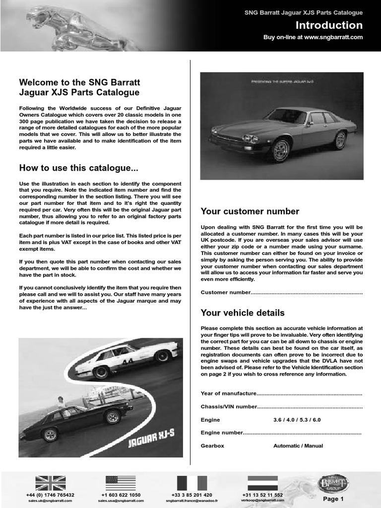 Jaguar XJS Complete Parts Catalogue PDF Transmission (Mechanics