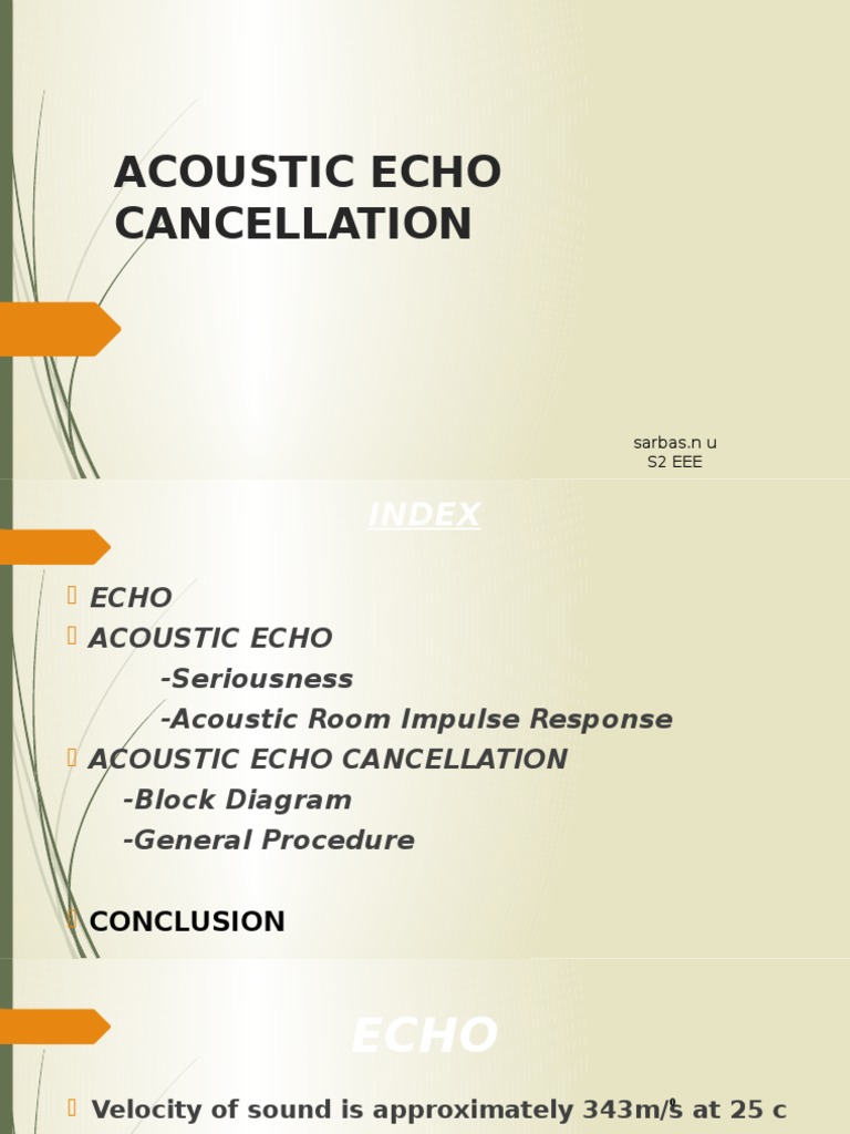 Acoustic Echo Cancellation Techniques | PDF | Signal Processing | Sound