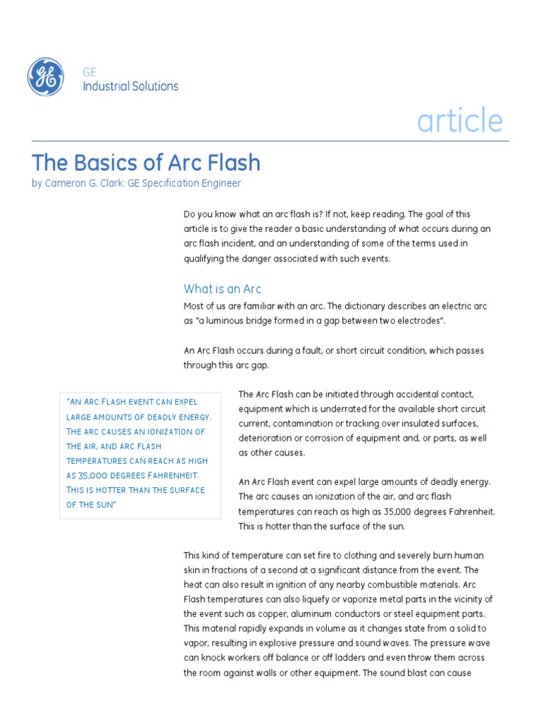 The Basics of Arc Flash Article - GE - Industrial - Solutions - 0 PDF ...