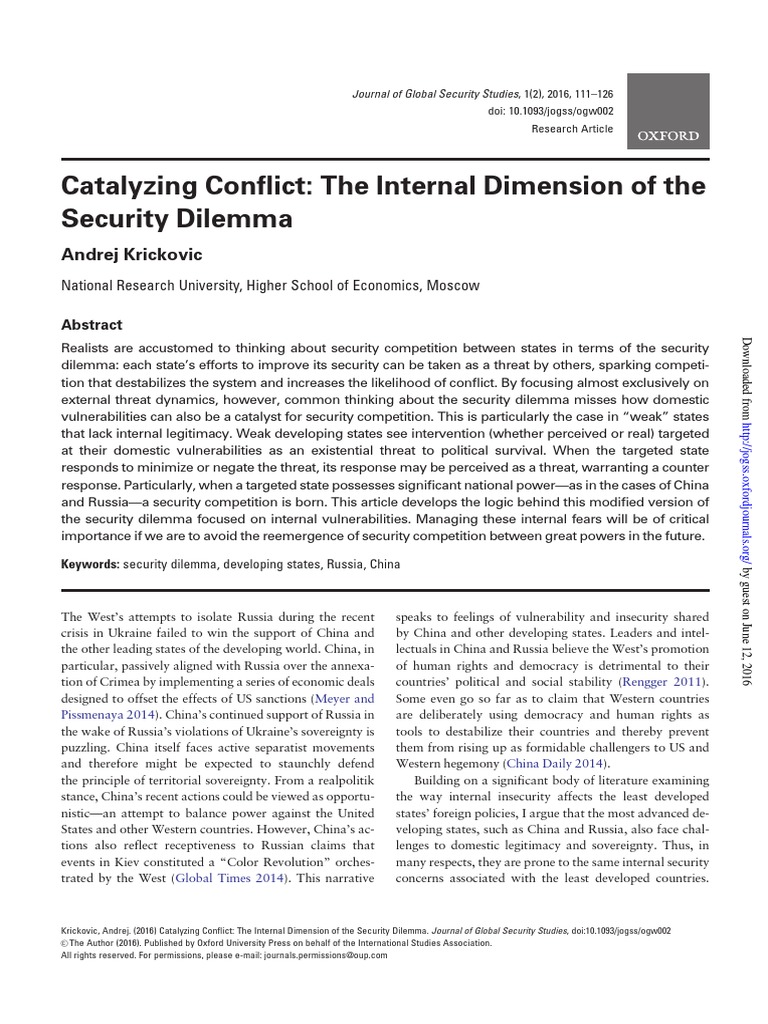 Internal Security Dilemmas in Great Powers | PDF | Russia | World Politics