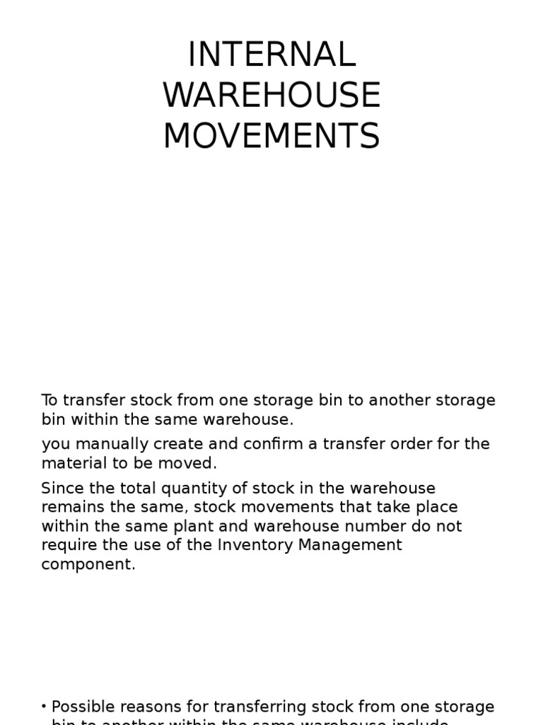 Internal Warehouse Stock Transfers | PDF | Warehouse | Industries