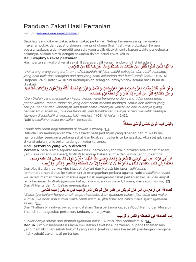 Panduan Zakat Hasil Pertanian