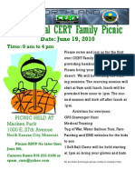 1st Annual CERT Family Picnic: Date: June 19, 2010