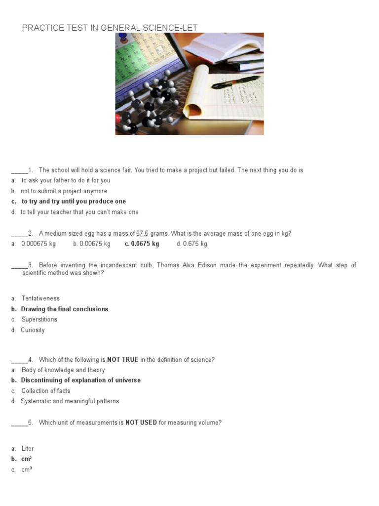 Practice Test in General Science | PDF | Atmosphere Of Earth | Sun