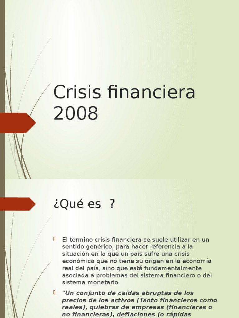 Análisis de la crisis financiera 2008 | PDF | Crisis financiera de 2007 ...