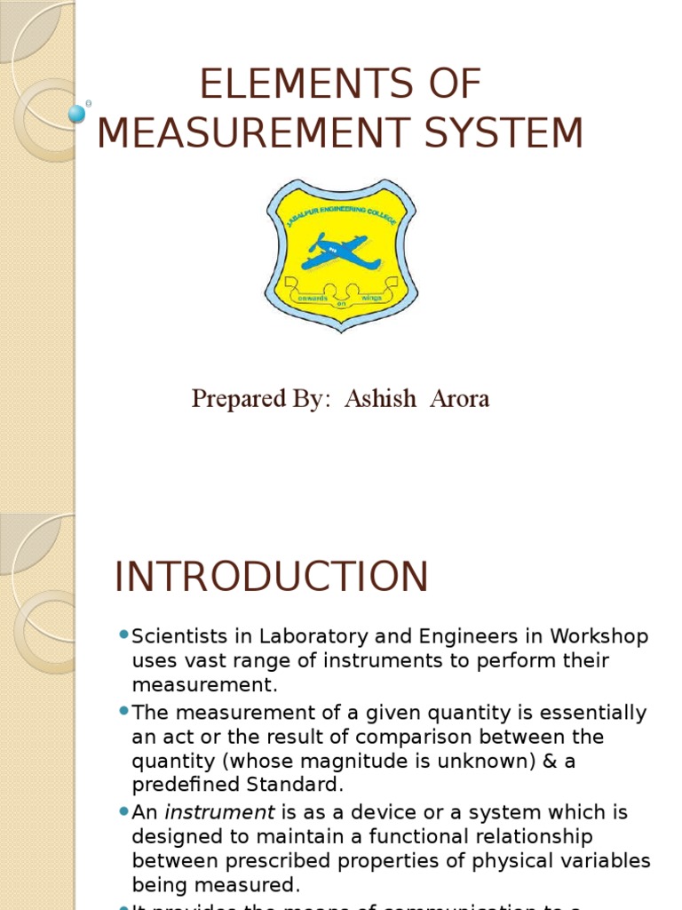 Elements of a Measurement System | PDF | Sensor | Signal (Electrical ...