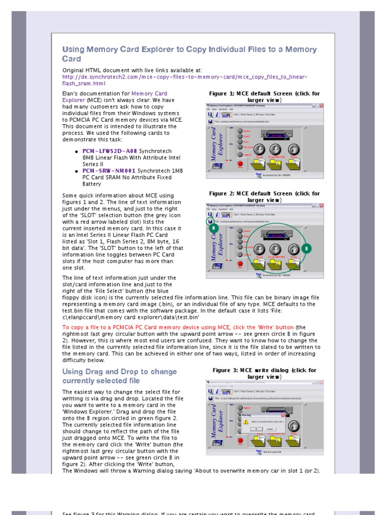 Using Memory Card Explorer To Copy Individual Files To A Memory Card