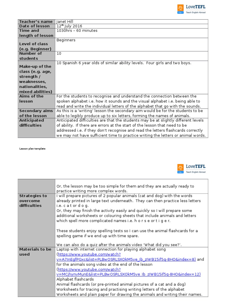 Beginner English Lesson Plan for Kids | PDF | Lesson Plan | Vocabulary