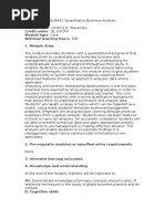 Module Outline - Quantitative Business Analysis