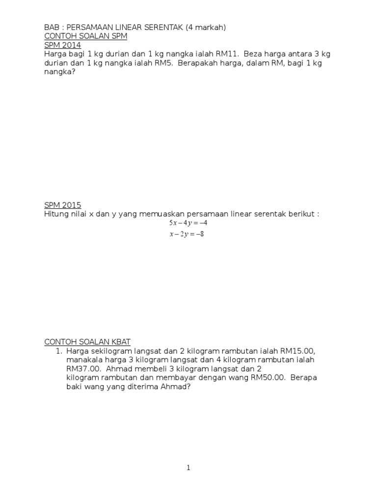 Latihan Maths 5m 31 Ogos 2016 Pdf