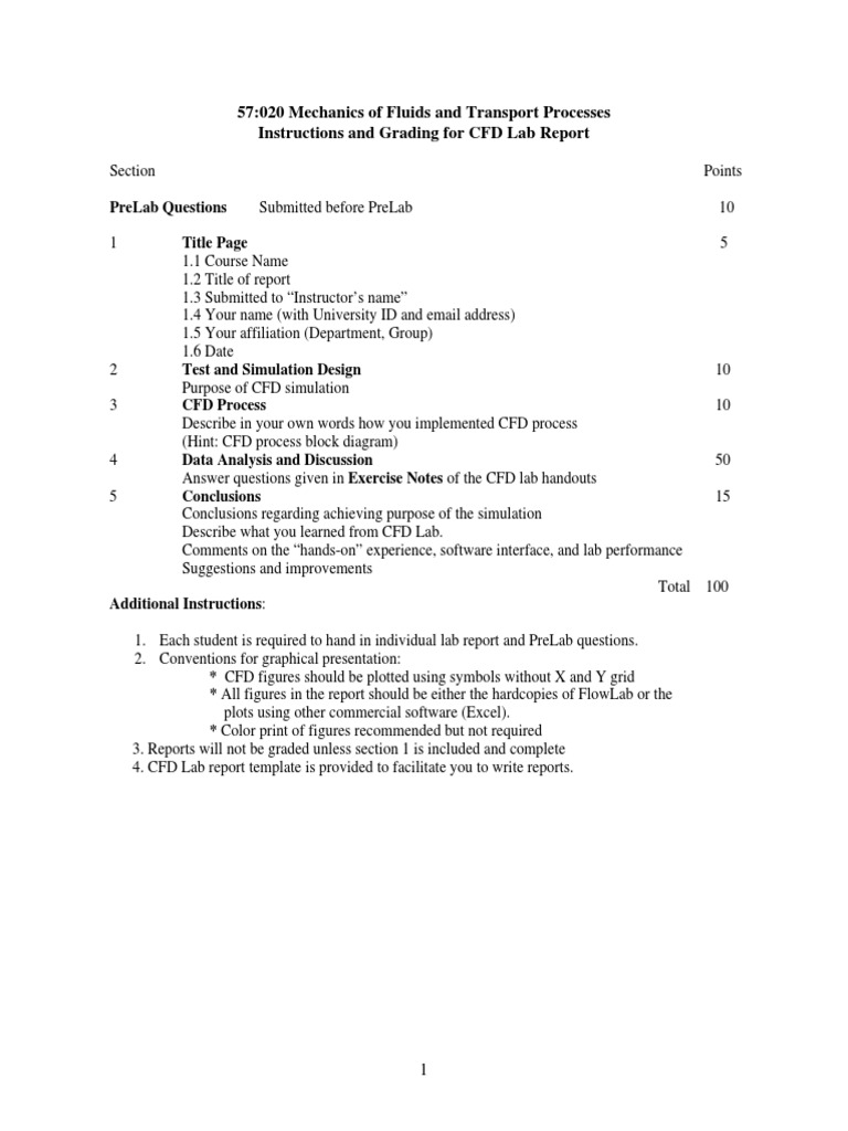 CFD Lab Report Instructions | PDF